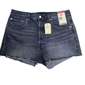 Levi's Womens 501 Denim‎ Shorts Black Raw Hem High Rise Size 31 Button Fly New